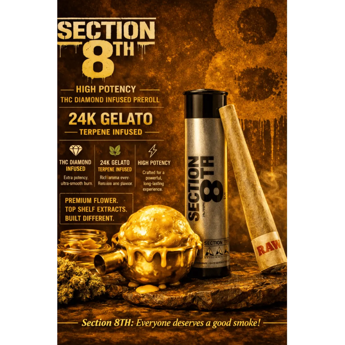 24K Gelato Diamond Infused  1g Pre-Roll