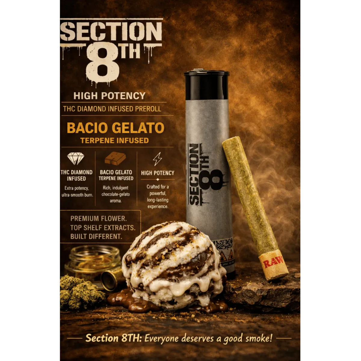 Bacio Gelato Diamond Infused 1g Pre-Roll